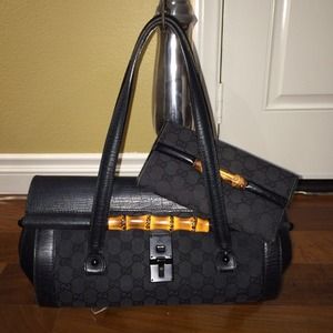 Gucci Vintage Bamboo Barrel bag w/matching Wallet