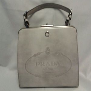 Prada Spazzolato print light grey. Excellent cond!