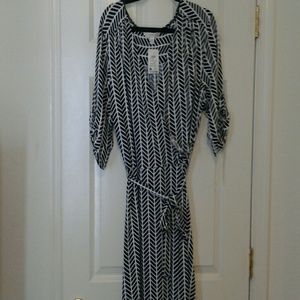 Herringbone printed crossed body dress