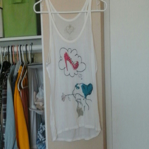 White tank with dog and jeweled shoe