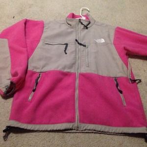 Women's Large hot pink and grey North Face fleece