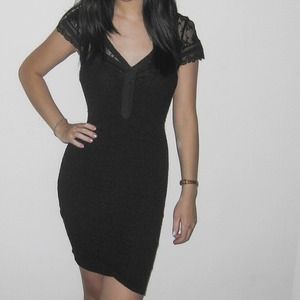 Free People Black Lace Bodycon Dress XS