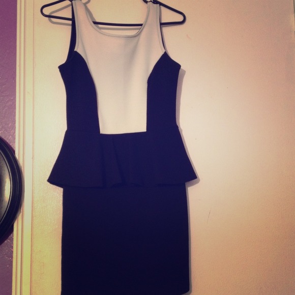 Black and white peplum dress