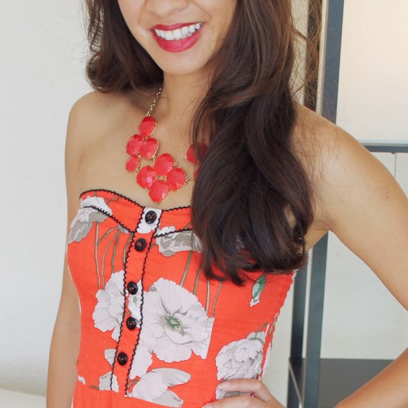 Red floral skater dress by Asos