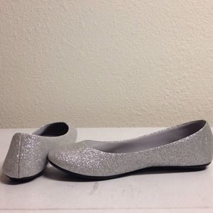 Silver sparkly flats