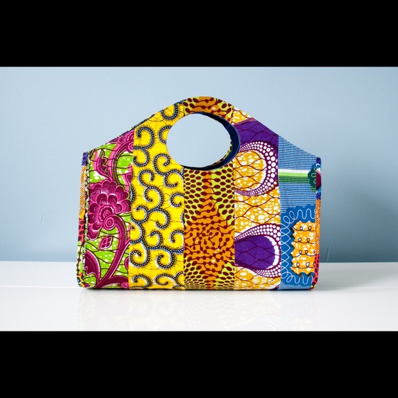 Multi-fabric African handbag