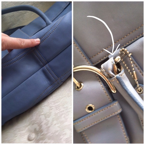 Large Light Blue Hamptons Leather Coach - Picture 3 of 4