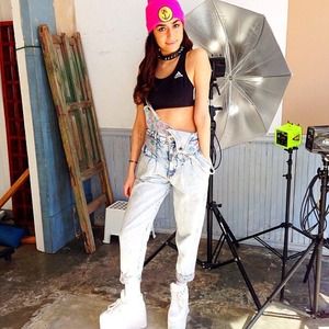 Denim acid wash overalls