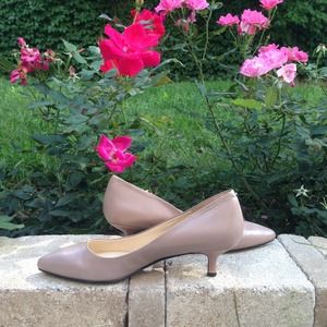 Taupe Kitten heel pumps