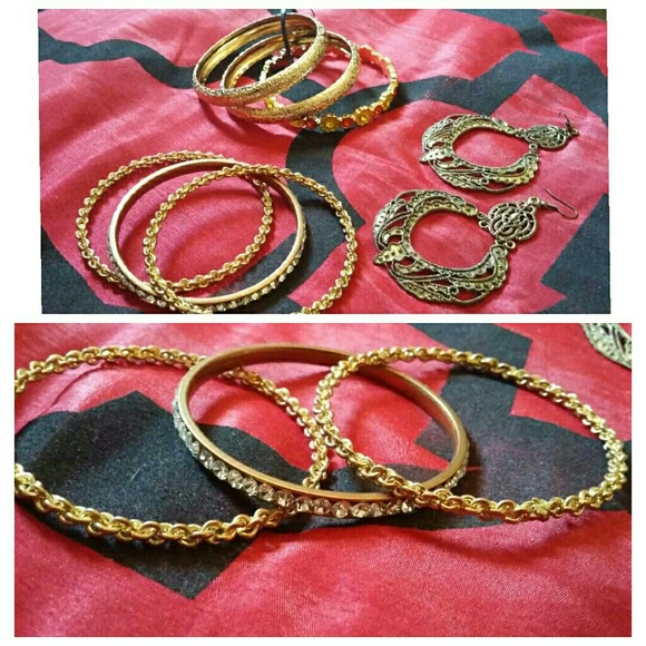 2 BANGLE SETS AND A PAIR OF EARINGS
