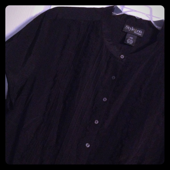 Silk and cotton ruffle front shirt