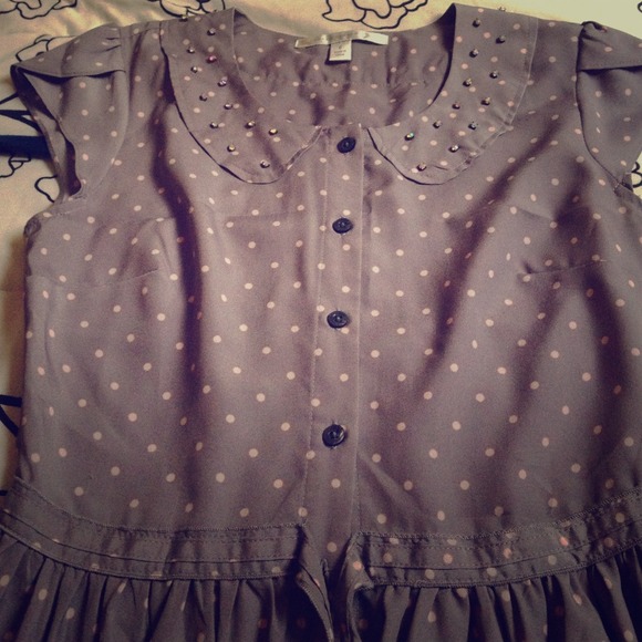 Cute little pink and gray polka dot dress