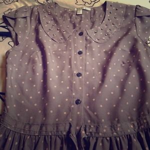 Cute little pink and gray polka dot dress