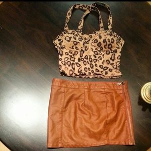 Crop top and mini skirt