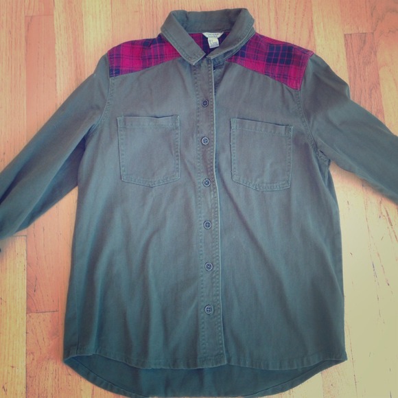Forever 21 Army Shirt w/ Plaid