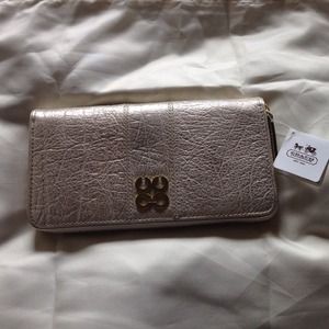 Gold leather Coach clutch/wallet