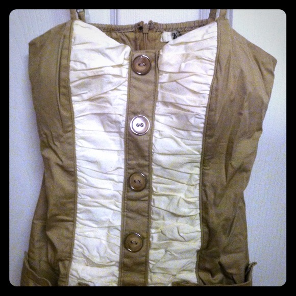 Form fitting beige and cream dress! M