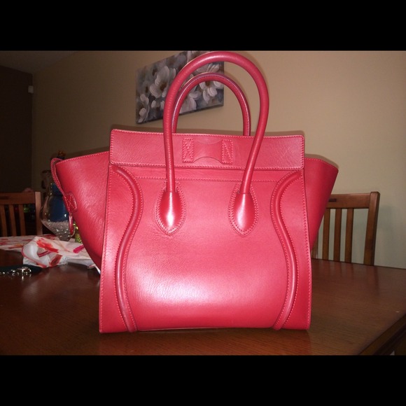 Celine Red Leather Luggage Shoulder Tote - Picture 2 of 2