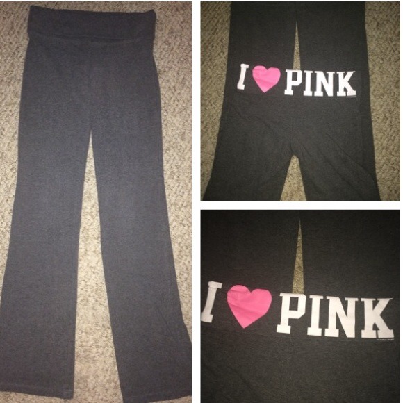 🚫SOLD ON VINTED Gray yoga pants " I 💓 pink "
