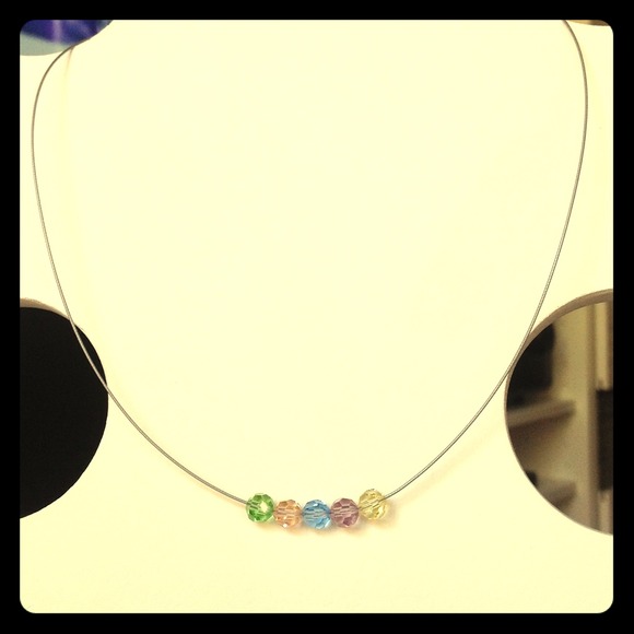 Swarovski crystal rainbow bead invisible necklace