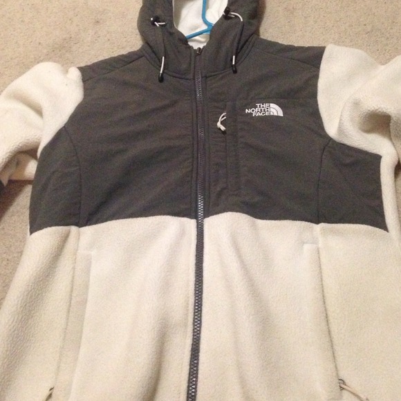 Women's hooded northface white and grey sz small
