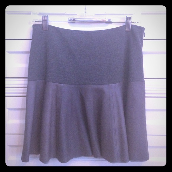Half premium leather grey skirt