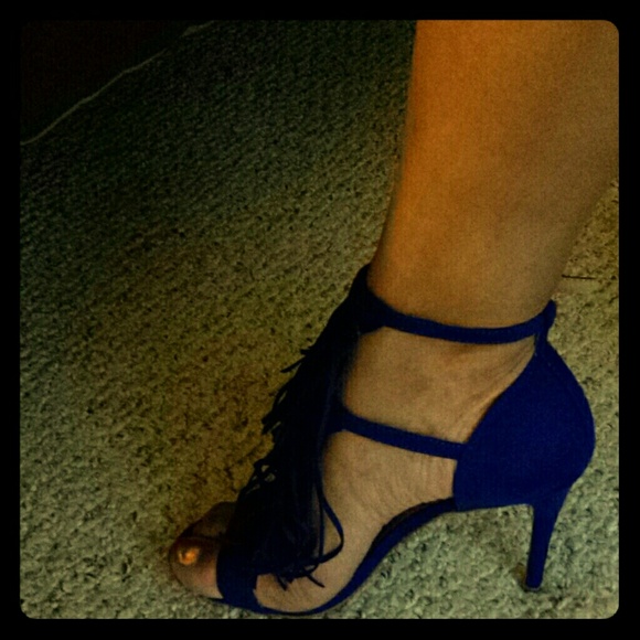 Blue frilly heels
