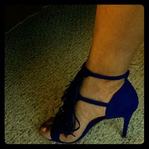 Blue frilly heels