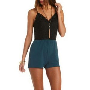 Charlotte Russe lace/burgundy romper