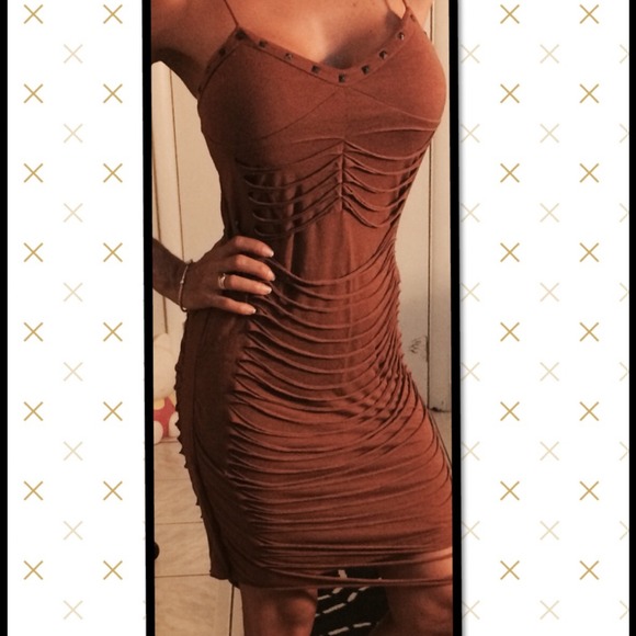 Cut-up brown soft dress
