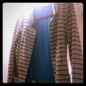 Blue and grey stripped jacked