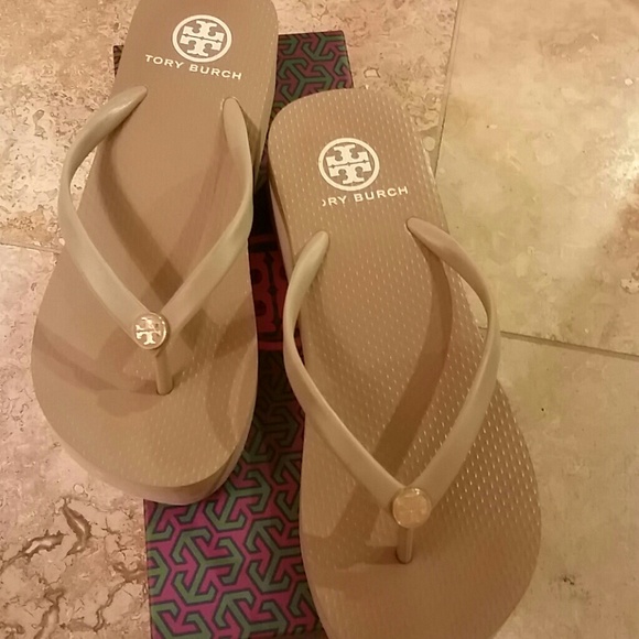 Tory burch wedge flip flops