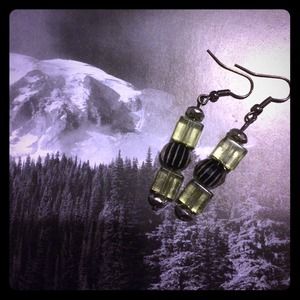 70s styled Green Square Earrings!!