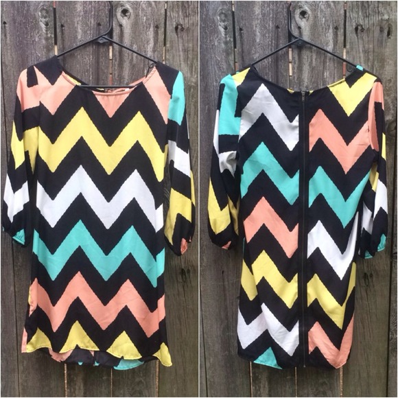 SOLD Chevron Print Shift Dress