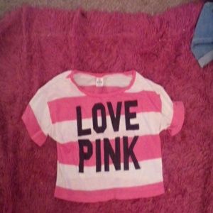 Xx sold on mercarixx Love pink striped crop top