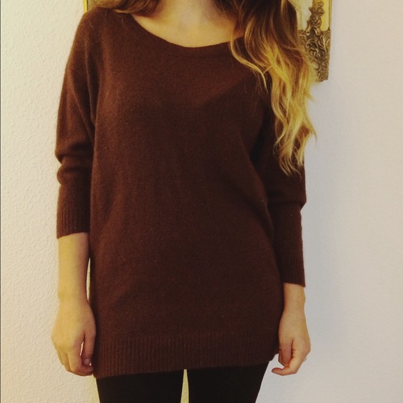 Oversized Burgundy Sweater w/ Open Back