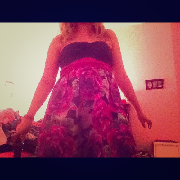 Strapless floral dress