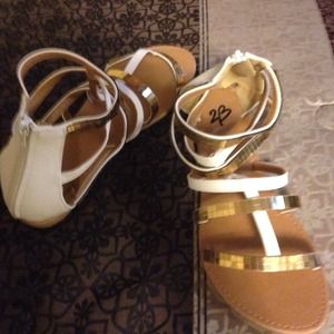 White and gold sandals