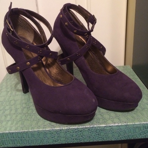 Purple platform heels with ankle straps - Picture 3 of 4