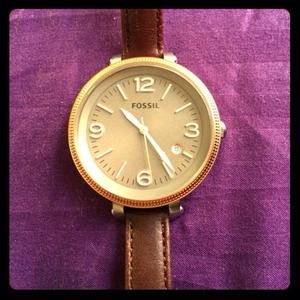 Lightly worn brown leather Fossil wrist watch