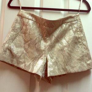 French Connection Gold Metallic Snake Print Shorts French Connection Gold Metallic Snake Print Shorts