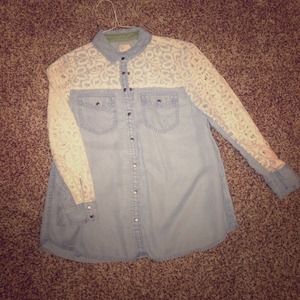 Lace Chambray Button Down