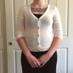 White cardigan w/ sheer back