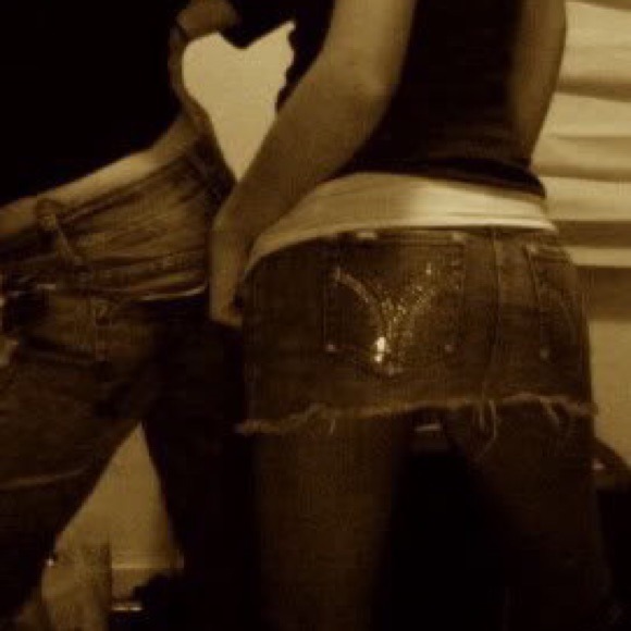 Celebrity Pink Jean Mini Skirt with Rhinestones - Picture 4 of 4