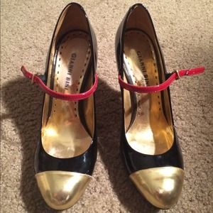 Gianni Binni red black and gold pumps