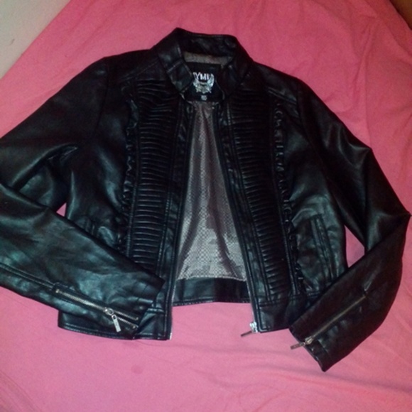 Pleather/leather jacket black
