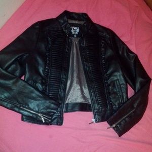 Pleather/leather jacket black