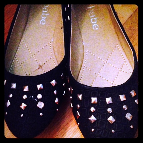 Black studded flats