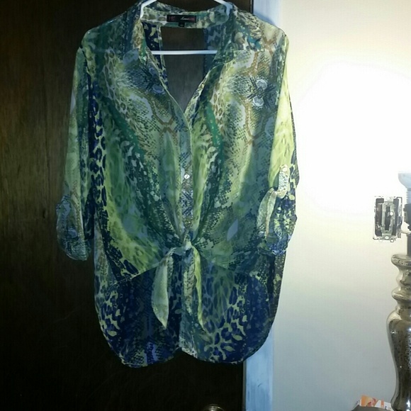 Green & Blue Python 3/4 sleeve hi - low top