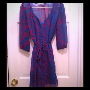 Express Animal print purple/blue dress, Size S